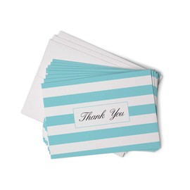 Sky Blue Striped Thank You Cards - 48 Classic Note Cards with Envelopes - Perfect for Special Events & Businesses