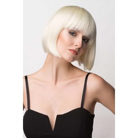 Platinum blonde bob wig: Carol-Anne platinum blonde #1001