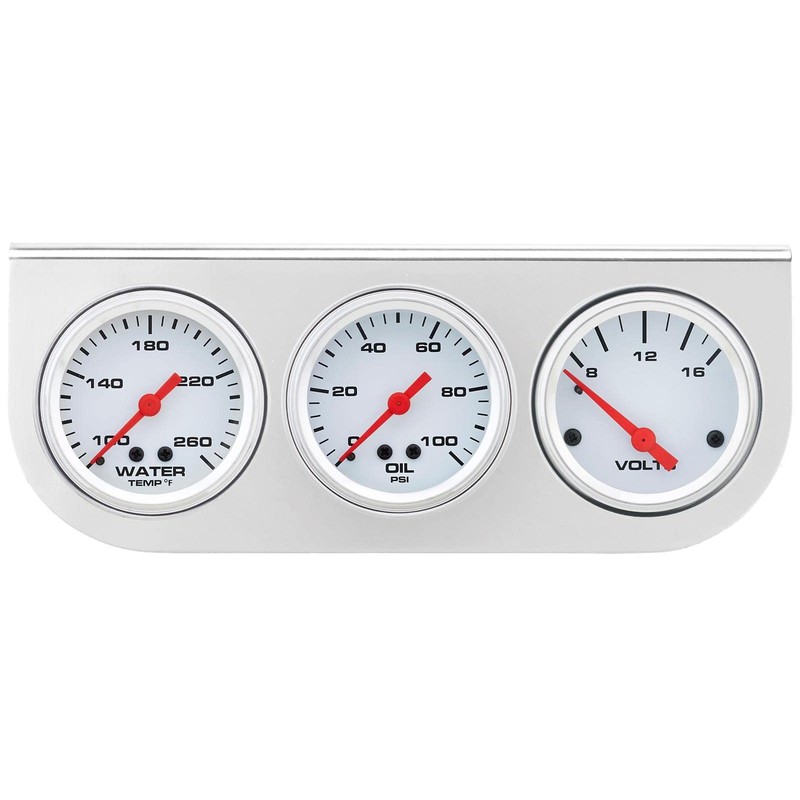 Speedway Motors 3-Gauge Set with Brushed Aluminum Panel Includes Oil