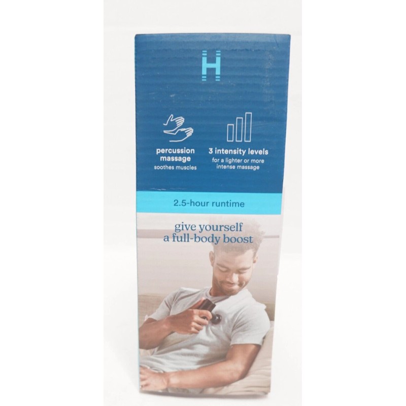 Homedics Percussion Massager Gun Heat Rechargeable 4 Attachments Compact Size