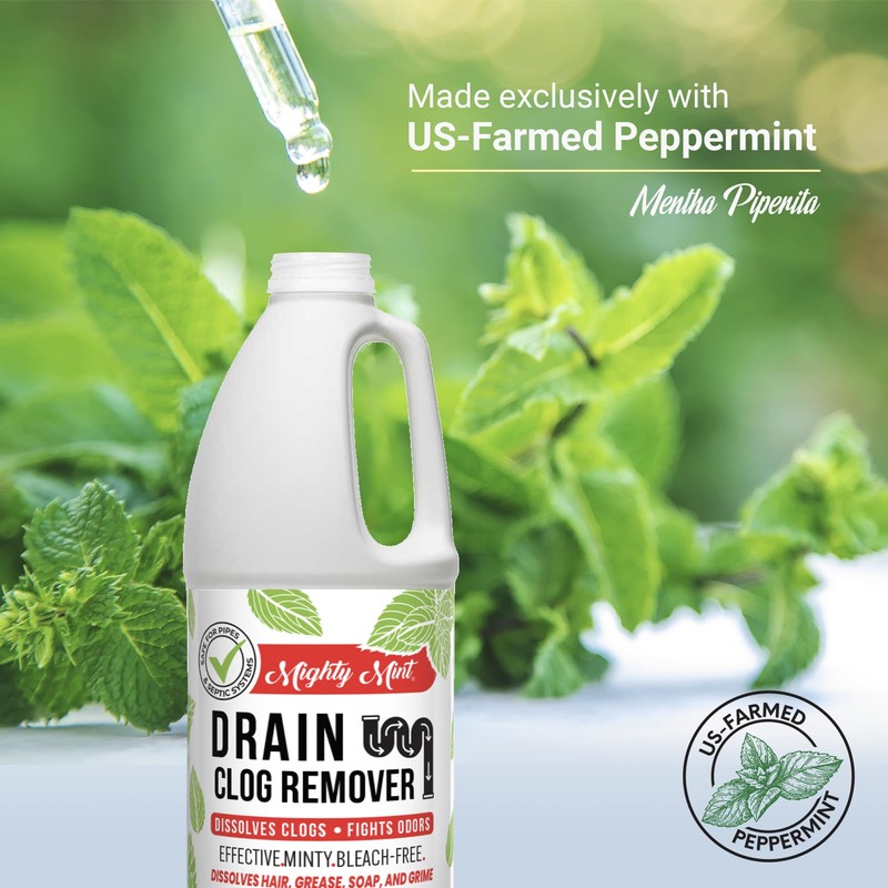 Mighty Mint Drain Clog Remover, Safe for Pipes and Septic,