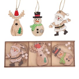 Christmas Tree Ornaments Wooden Christmas Ornaments Santa Claus Reindeer Snowman Set of 9 Christmas Tree Ornaments Decorations Decorations Decorations Gift Tags (Set B)