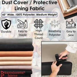Barcelonetta | Dust Cover Fabric | 60" Wide | Easy to Staple | Replacement for Furniture Underside, Bookbinding, Lining | Medium Weight, Breathing | Upholstery Backing (Black, 2 Yards)