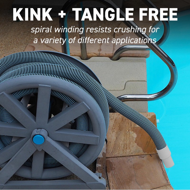 Swimming Pool Vacuum Hose 1-1/2" x 50-Ft, Swivel Cuff Kinkproof