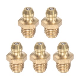 uxcell Brass Straight Grease Fitting Assortment 5/16"-24 Thread 10mm Width Hydraulic Grease Fitting Accessories, 5Pcs