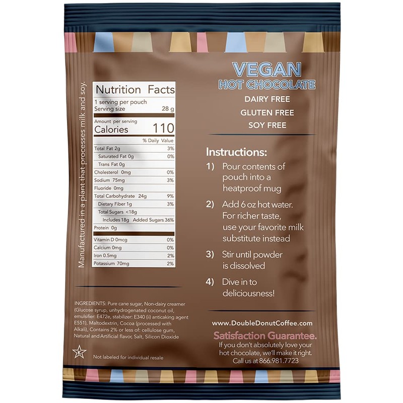 Double Donut Dairy Free Hot Chocolate Mix, Non Dairy Instant
