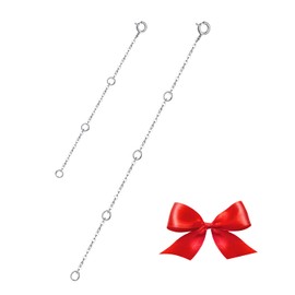 GinoMay Sterling Silver Necklace Extenders Chain Set of 2 Pcs Pack 3" 4" - Solid 925 Sterling Silver Fine Chain Dianty Durable Adjustable