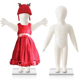 DoubleFill 2 Set Kids Mannequins Baby Mannequin Toddler Child Dress Form Foam Flexible Full Body Manikin with Removable Head (6 Months Old)