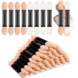 BOHUIZ 50Pcs Double Head Eyeshadow Sponge Brushes Cosmetic Tool, Disposable Eyeshadow Makeup Applicators Sticks Travel Eyeshadow Brush Concealer Brush (Skin-color)