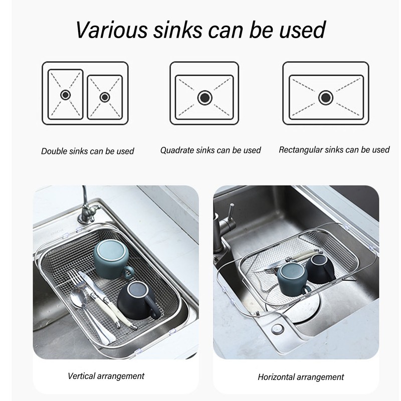 Dish Drying Rack Multipurpose Large Capacity Retractable 304 Stainless Steel