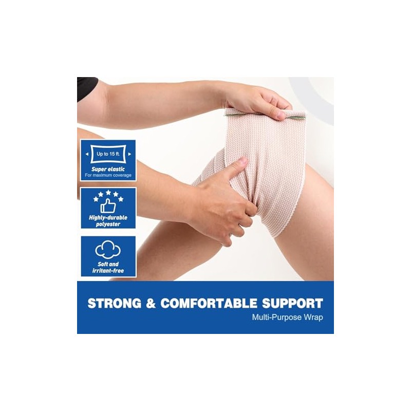AZEN Premium 10 Pack Elastic Bandage Wrap 6 Inch, Compression