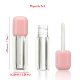 COSIDEA 14pcs Pink 7ml Square large doe foot applicator lip gloss tubes for DIY lipgloss containers tubes with big wand
