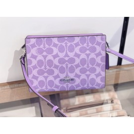Coach NWT Coach Slim Crossbody Bag In Signature Canvas Purple Iris Silver CBM46