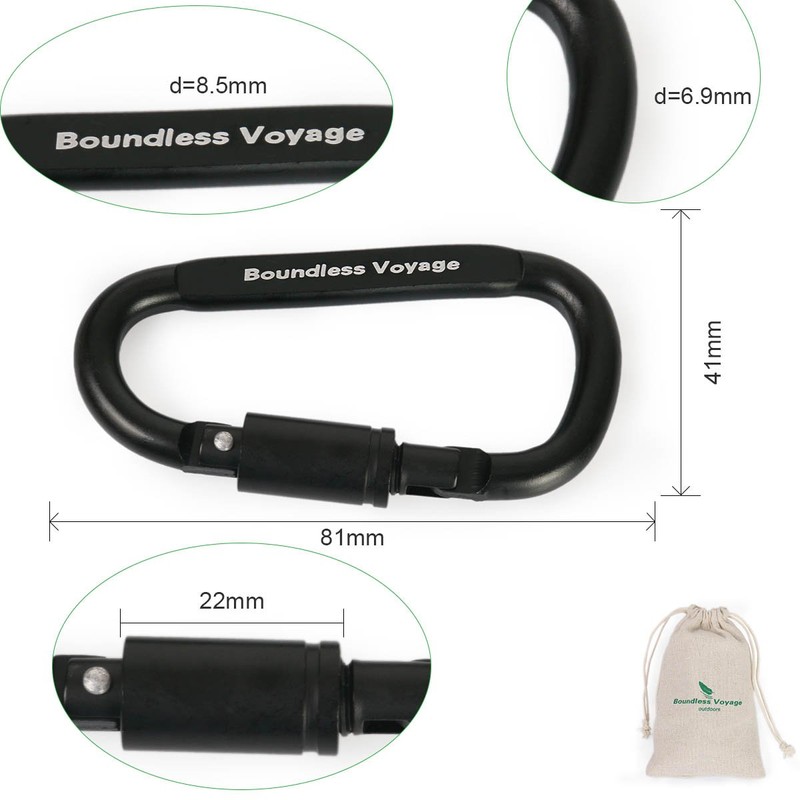 Boundless Voyage 8pcs Improved Outdoor Carabiner Aluminum Alloy D-Ring Locking