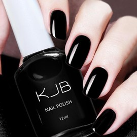 AILALUO Nail Polish with Glossy Shimmery Finish - Long Lasting Chip Resistant Formula, No U V Lamp Needed-Black 0.35 fl oz