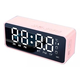Savefree Reloj Despertador Digital USB Savefree Con Alarma, Bluetooth, Radio FM Color Rosa