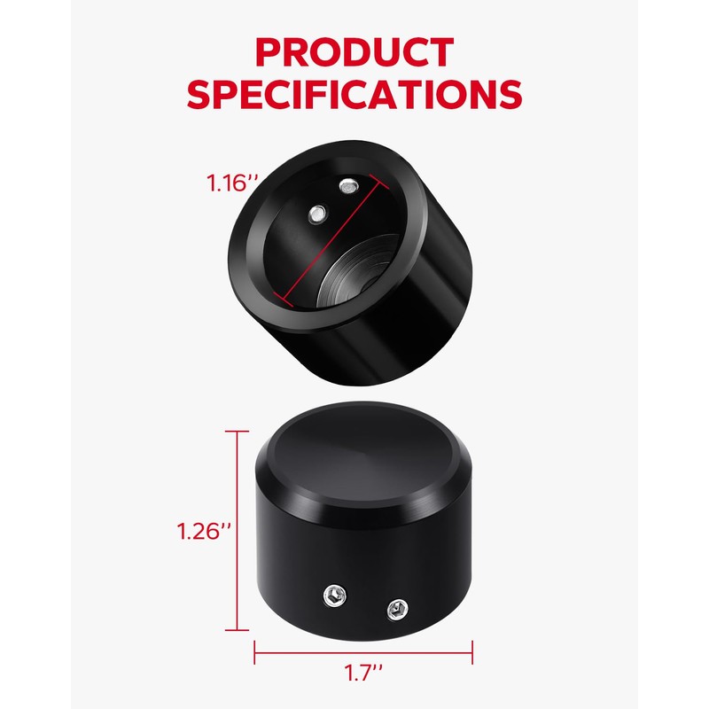 Amazicha Black Front Axle Nut Cover Caps CNC Machined Compatible