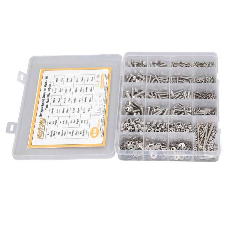 884 Pcs Screw Nut Washer Wrench Kit M2 M3 M4