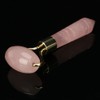Natural Rose Quartz Welding Gold Metal Roller Massager Jade Beauty