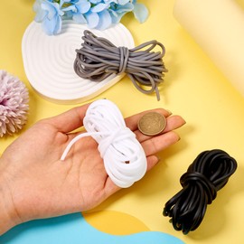 Magibeads - Cuerda de goma de tubo hueco de 3 mm, 5.47 yardas x 3 rollos de PVC para tejer cuerdas de peluquero para tejer, costura, manualidades, joyería, suministros de fabricación de joyas, negro y