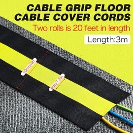 WILLBOND Carpet Cord Cover Cable Grip Floor Cover Cable Protector Management Only for Commercial Office Carpet(Black and Yellow,19.69 ft)