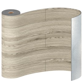 Freshtour Vinyl Flooring Roll, Wood Grain Peel and Stick Floor Tiles 23.6"x 393.7"/64 Sq.Ft, Wear-Resistant and Waterproof Vinyl Plank Flooring for Bedroom Living Room Kitchen RV Office, Gray Maroon