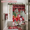 FuWeave 8 Pcs Christmas Shower Curtain Set Xmas Santa Bathroom