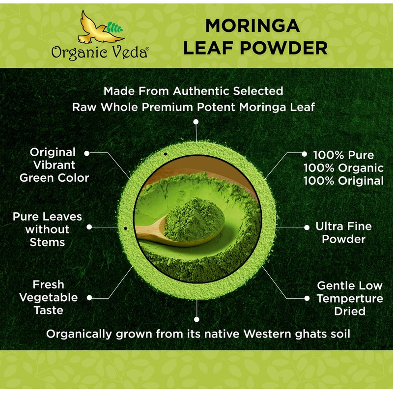 Organic Veda Moringa Powder (1 lb) The Real Green Native
