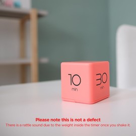 mooas Cube Timer (Coral), Timers Cube Flip Block Timers Productivity Gravity Sensor Time Management for Kids ADHD Classroom Kitchen Desk Workout Cooking Study 10, 30, 50, 60 min Timer Setting