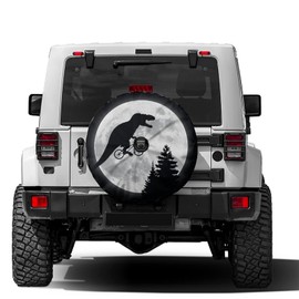 Delerain Spare Tire Cover with Backup Camera Hole Dinosaur with Bicycles Wheel Covers Waterproof Dust-Proof UV Sun Universal Fit for Jeep Trailer RV SUV Truck (17 Inch for Diameter 31"-33")