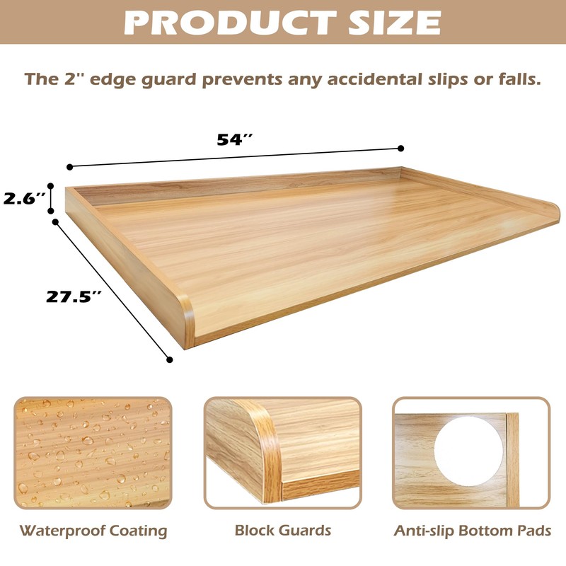 Royxen Washer Dryer Countertop Solid Wood with Polyester Coating, Laundry