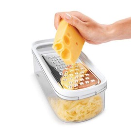 Metaltex 19971010080 Reibe mit 3 Edelstahlklingen und Auffangbehälter