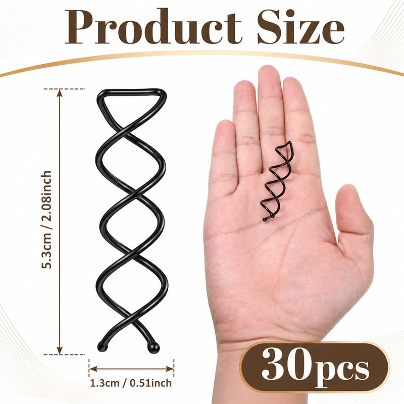 30PCS Spiral Hair Pins, Bun Twist Spiral Bobby Pins for