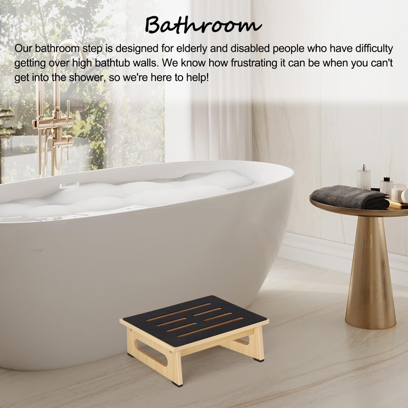 One Step Stool for Adults Seniors with Non-Slip Rubber Step