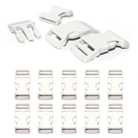 Plastic Click Fastener Set of 10, Clip Clasp/Buckle/Buckle for Paracord Bracelets, Dog Collars, Backpack, Colour: White