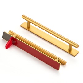 Ravinte 4 Pack Adhesive Cabinet Handles, Stick on Gold Cabinet Handles Peel and Stick Push Pull Helper for Kitchen Cupboard Window Sliding Closet Door Pulls - 8.35" Length