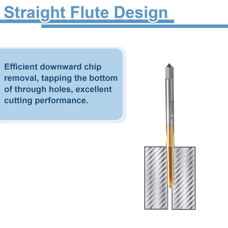 sourcing map 3pcs Straight Flute Thread Tap, M4 x 0.7