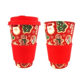 TINYMILLS Christmas Cookies Holiday 14oz Travel Mug - Eco-Friendly Reusable Plant Fiber Travel Mug Birthday Gift Stocking Stuffer Teacher Coach Gift