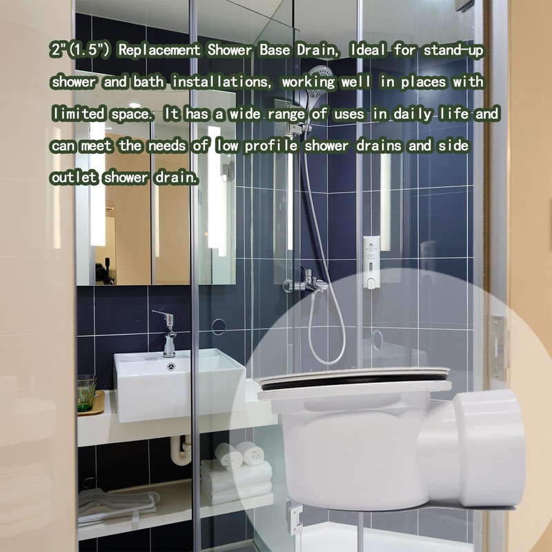 Low Profile Shower Drain Assembly with Perforated Strainer, 1.5" Side