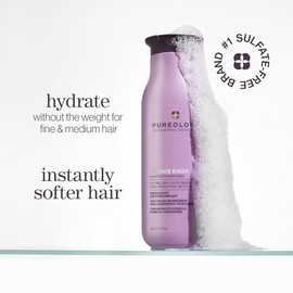 Pureology Hydrate Sheer Shampoo | Para cabello fino, seco y coloreado | Champú hidratante ligero | Sin silicona | Vegano | Embalaje actualizado | 33.8