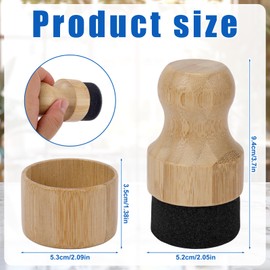 2pcs Cutting Board Oil Wax Applicators with 2 Covers, Round Wood Butcher Block Mineral Oil Wax Conditioner Applicator for Wooden Cutting Boards Scrapers Bowls Spoons (Wood Color)