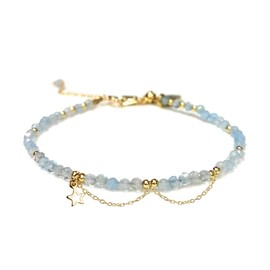 Morchic Pulsera de cuentas facetadas de 3 mm para mujer, fácil de ajustar, regalo de cumpleaños de 7 a 9 pulgadas, 22,86cm, Gema, Gema