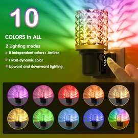 L LOHAS LED Night Light, 2 Pack Dimmable Night Lights Plug into Wall, Color Changing Nightlight RGB with Auto Light Sensor, 0-100LM Adjustable Brightness LED Night Light
