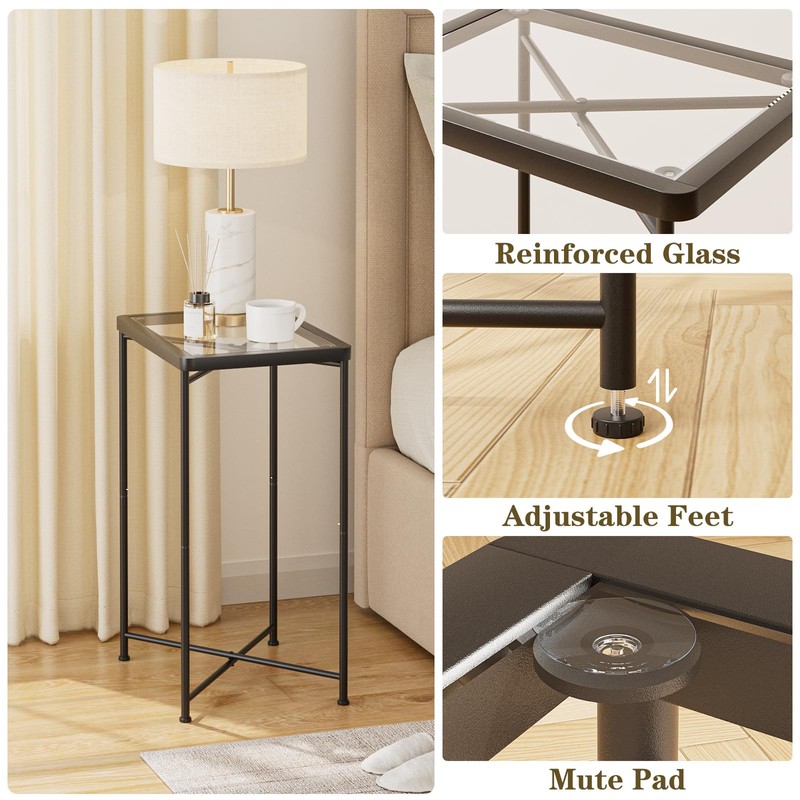 Garden 4 you Small Side Table, Glass End Table Set
