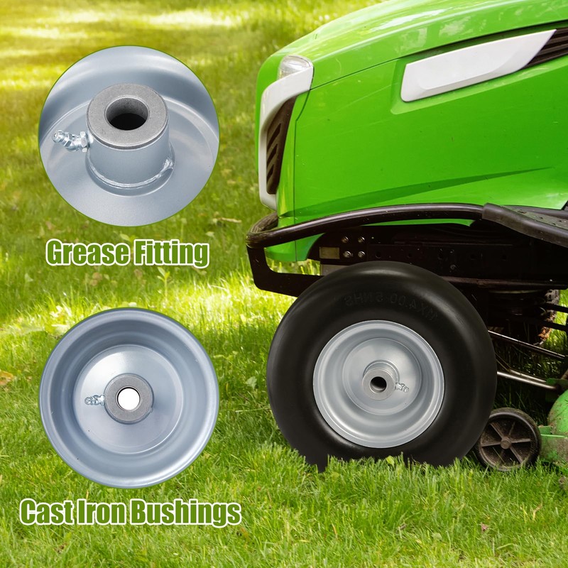 2 Pcs 11x4.00-5 Flat Free Solid Smooth Tread Tire on