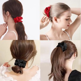 Silk Hair Elastic Scrunchie Silk Scrunchie Silk 100% Hair Accessories, Hair Closure, Ponytail, Simple, Cute, Fashion Miscellaneous, Women's, Sleeping, Before Sleeping, Silk, Compact, Wedding (E Set,