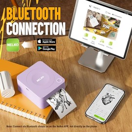 Nelko Impresora de etiquetas, PM230 Print Pod Mini Bluetooth portátil, creador de etiquetas adhesivas con 3 rollos de papel, impresora Print Pods Mini