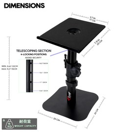 Tlingt Desktop Speaker Stands Pair, Monitor Speaker Stand Riser, 6.7”x7.9” Metal Tray, Height Adjustable, Flat Base Compatible with Any Desk, Ideal for 3 to 4-inch Monitor Speaker, Bookshelf Speaker