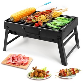 Barbecue Grill, Charcoal Grill Folding Portable Lightweight Barbecue Grill Tools for Outdoor Grilling Cooking Camping Hiking Picnics Tailgating Backpacking Party (Medium)