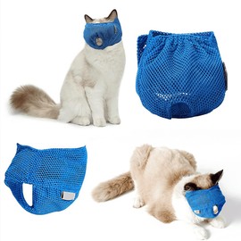 Cat Muzzle Breathable Kitten Mesh Muzzles Breathable Mesh Muzzles with Muzzle Anti Bite Anti Meow for Preventing Cats from Biting Meowing Chewing Scratching